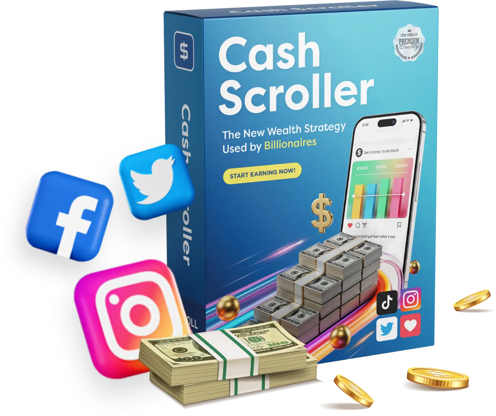 CashScroller content editor showing post builder interface